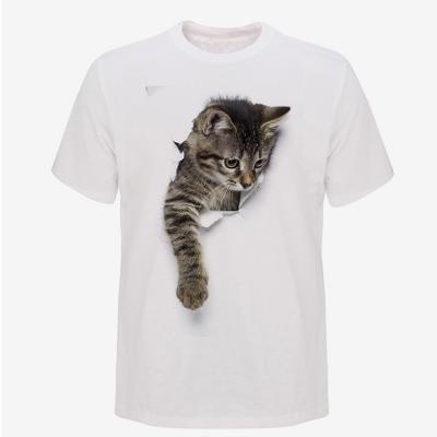 China Custom Fabric Anti Shrink 3D Digital Printing Cat White Blank Tshirt for sale