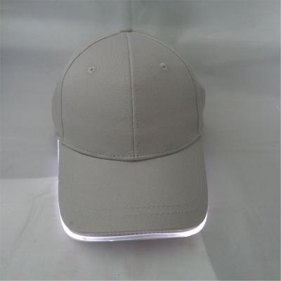 China COMMON Customized Cool Led Flashing Lighting Caps 6-Panel Cap Panel Style Gray Baseball Caps With Led Lights for sale