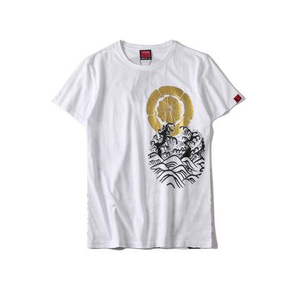 China Anti Shrink Good Quality Men Short Sleeve Hot Gold Printing T-Shirt for sale