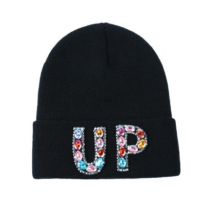 China Custom American Fashion COMMON Beanie Diamond Ski Knitted Beanies Hat for sale