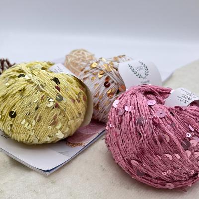 China 55% de algodón 3MM 6MM Sequin Yarn Diseño elegante con paillettes para proyectos hechos a mano en venta