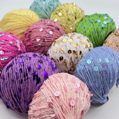 Chine 166 couleurs 55% coton 45% paillettes 3 mm 6 mm fils de paillettes pour le bricolage à vendre