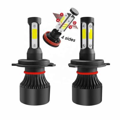 China 4 sides 9005 9006 360 high low beam 6000K H1 H3 H4 H7 H11 9004 COB led headlight bulbs conversion kit 4side led headlights bulb for sale