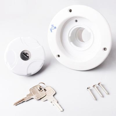 China White RV Camper Parts Accessories Gravity Water Inlet Fill Plate Hatch With Lock For RV Camper Trailer Cars for sale