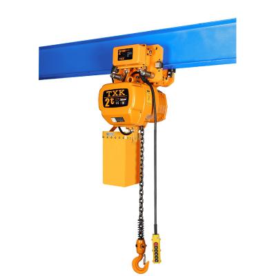 China Electric Trolley Chain Hoist to Building Material Stores TXK 2 Ton Wireless Remote Control Cheap for sale