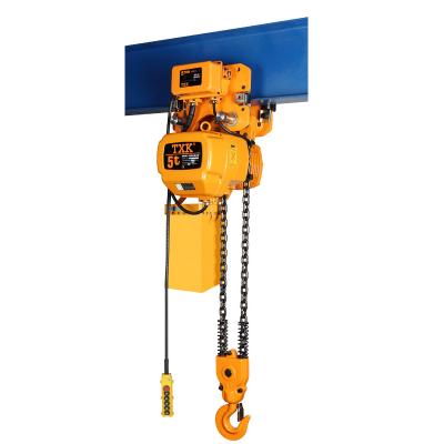 China Construction Material Stores TXK 5 Ton Single Girder Overhead Crane Electric Chain Hoist Manufacturer for sale