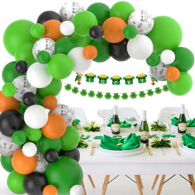 China Orange White Green Balloon Garland Decor Latex Foil + Saint Patrick's Day Balloon Arch Party Decoration Supplies Latex Foil for sale