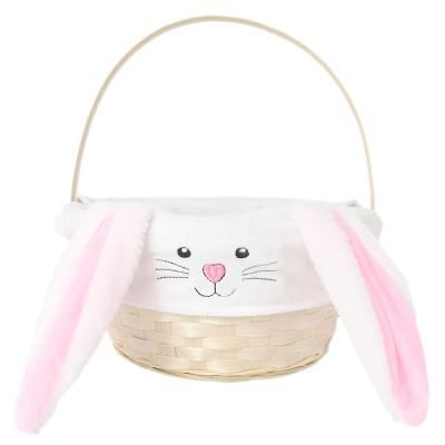 China Plush Bunny Cover; With Handle Amazon Hot Selling High Quality Plush Bunny Cover Bamboo Easter Rabbit Basket for sale