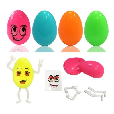 China Plastic Easter Egg 5.5X4cm Toy Decoration For Baskets Bucket Bag Gift Funny Face Assorted Colorful Plastic Easter Eggs With Stickers for sale