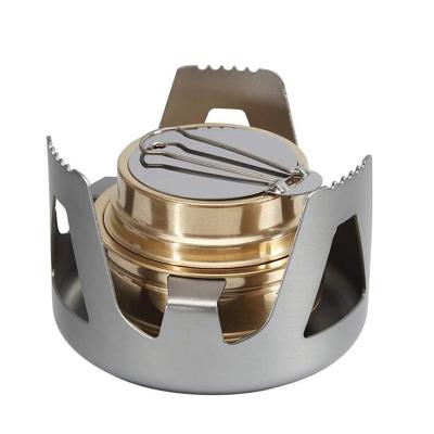 China Outdoor Camping Hike Traveling Goods Sapce Saving Portable Mini Alcohol Stove Set Camping Stove for sale