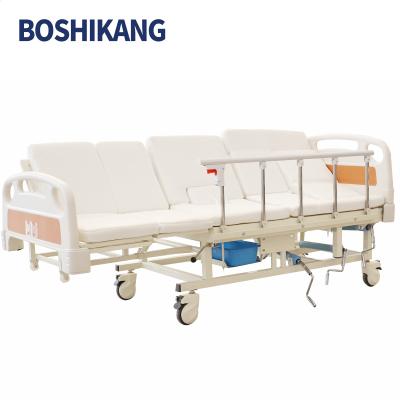 China Home Nursing Clinic Centers China Factory Manual Handle Multi Function Hospital Furniture Nursing Bed With Toilet for sale