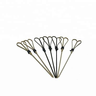 China Wholesale Disposable Cocktail Decorative Bamboo Skewer Disposable BBQ Knotted Bamboo Skewer Picks for sale