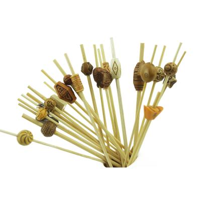 China Wholesale high quality decorative disposable bead fruit bamboo skewer colored skewers barbecue skewer for sale