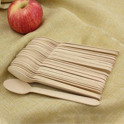 China Mini Wooden Disposable Soup Spoon Eco-Friendly Wholesale Disposable Tableware Wooden Utensils Set for sale