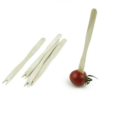 China China 2021 Biodegradable Wooden Disposable Sandwich Food Picks And Fruit Forks Flat Skewers for sale