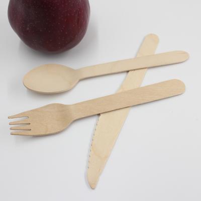 China Popular Custom Wooden Logo Biodegradable Disposable Wooden Cutlery Fork Spoon Knife Set for sale