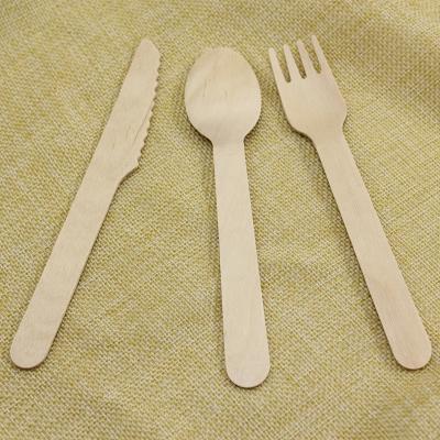 China Disposable Disposable Knife Fork Spoon Wooden Cutlery Set For Party for sale