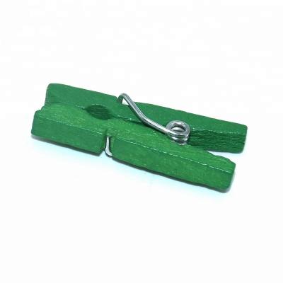 China Promotion Minimalist Handwork Colored Staple Mini Strong Clothespin Peg Wooden Clips for sale