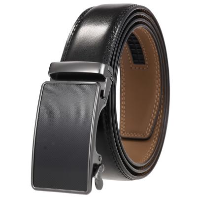 China Luxury Metal Automatic Buckle Belt Mens Business Cowhide Working Cow Genuine Leather Belt for sale