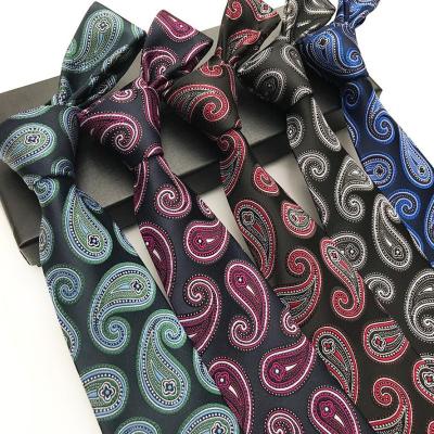 China Silk Luxury Europe USA Style Wholesale Wedding Party Fashion Colorful Silk Paisley Neck Tie For Men for sale