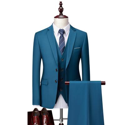 China Male Blazers Anti Shrink Jacket Pants Invest Trousers Dress Vest Business Formal Wedding 3 Pieces Suit Set For Men for sale