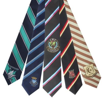 China OEM Jacquard Woven Fashion Polyester Police Uniform Ties Men's Silk + Striped School Logo Ties Custom Neck Tie for sale