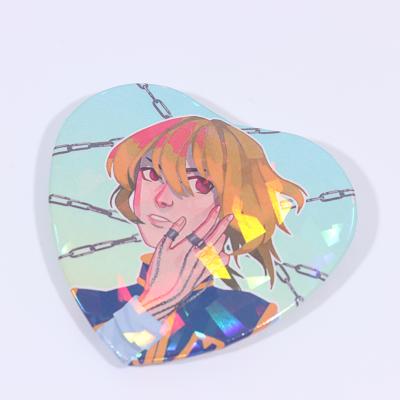 China 3D Custom Holographic Pin Badges Tinplate Anime Cartoon Custom Names Badge With Pin Low MOQ for sale