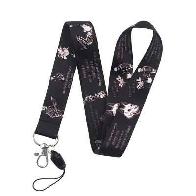 China Wholesale High Quality Custom Horror Lanyard Black Key Lanyard Custom Skeleton Logo Show Halloween for sale