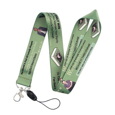 China Low MOQ Custom Polyester Lanyard Personalized Character Design Printing Green Lanyard From Show for sale