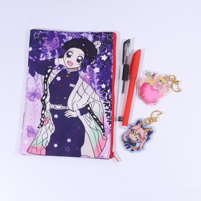 China Schools & Custom Multifunction Pencil Case Reusable Cloth Offices Kpop Cotton Canvas Storage Bag for sale