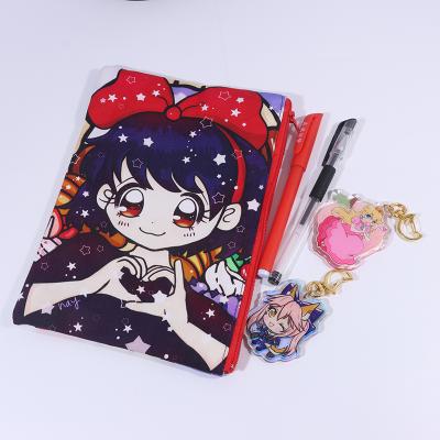 China Schools & Eco Friendly Reusable Office Storage Bag Cute Girl Fashionable Digital Pencil Case Custom Print No MOQ for sale