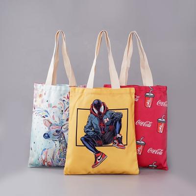 China Folding Sublimation Silk Screen Custom Digital Heat Transfer Printed Anime Polyester Jute Hemp Cotton Canvas Tote Shopping Bag for sale