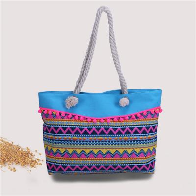 China Bohemia Tribe Fringe Canvas Bag Women Folding Tote Bags With Custom Printed One Piece Custom Logo for sale