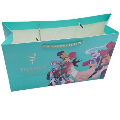 China Wholesale Recycled Materials Paper Bag Large Size Paper Bag Blue Large Shopping Paper Bags Twist Handles for sale