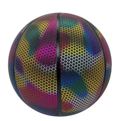 China Basketball Game Customize PU Ball Seamless Colorful Reflective Basketball For Pro for sale