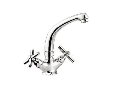 China Deck Mount Chrome Kitchen Sink Mixer Taps , contemporary Home faucets for sale