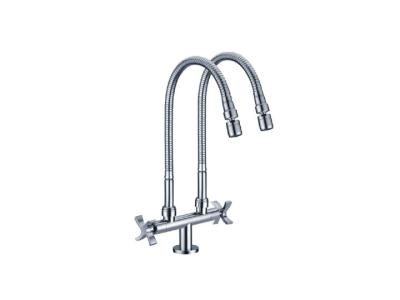 China Modern Double Handle Basin Cold Faucet for Tank , Double Spout for sale