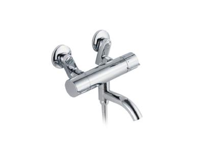 China Modern Chromed Brass Thermostatic Shower Taps Double Hole Water Faucet for sale