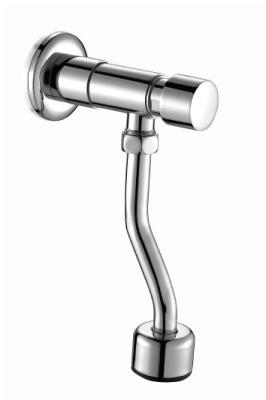 China Bended Pipe Brass Push Urinal Faucet Brass Body , Zinc Handle  For Toilet Urinal for sale