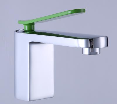 China Green Color Single Lever  Basin Mixer Taps Hot-Cold Deck Mounted Brass Robinet for sale