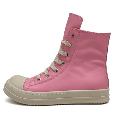 China New Fashion Trend R .o high top ladies sneakers sports pink casual student leather shoes full with thick soles for sale