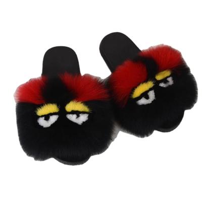 China 2021 PVC fox fur small monster fur line customization women's slippers support sandals summer fur slippers for sale