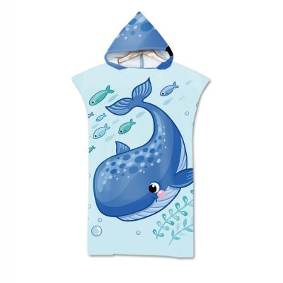 China Child Safe Adult Kids Cartoon Hooded Cloak Beach Towel Cute Animal Printed Microfiber Baby Boy Girls Kids Swimming Bath Towel for sale