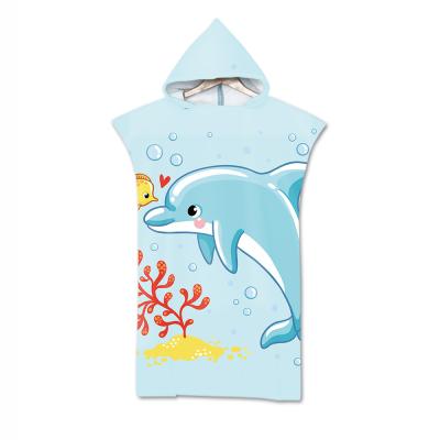 China Child Safe Adult Kids Cartoon Hooded Cloak Beach Towel Cute Animal Printed Microfiber Baby Boy Girls Kids Swimming Bath Towel for sale