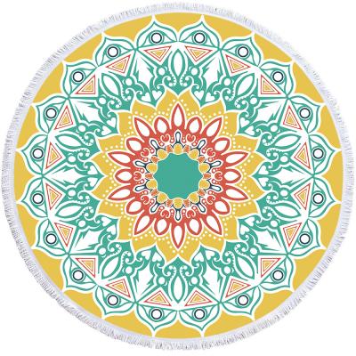 China Sustainable Terry Custom Print Microfibre Round Beach Towel Circular Beach Towel for sale