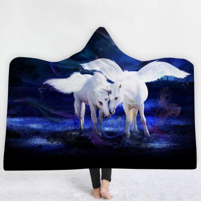 China Anti-Pull Printing Custom Blanket Hooded Blanket For Adults Wearable Passionate Hooded Blanket for sale