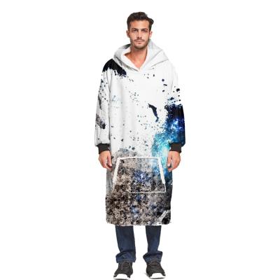 China Custom Micofober Design Giant Hoodie Blanket Anti-Pull Pocket Blankets Hooded Adult for sale