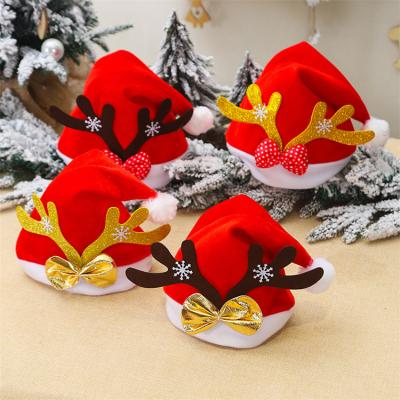 China Adult Halloween Antler Christmas Ornament Picture Christmas Ornament Red Velvet Christmas Red Hat Decoration for sale