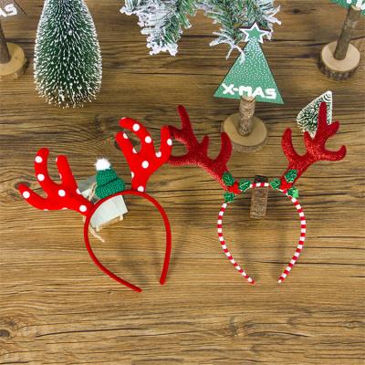 China Daily Use Christmas Cloth Cartoon Snowflake Antlers Christmas Hair Accessories Decoration Headband for sale