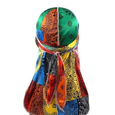 China Daily Use Unsex Custom Durag Logo Durags Cowls Satin Spandex Designer Paisley Bandanas For Men for sale